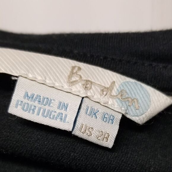 Boden Black Peter Pan Collar Leaf Print 3/4 Sleeve Shift Dress Size 2 Regular - Picture 8 of 12